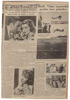  24 Eylul 1935 CUMHURİYET Misafir Yunari tayyarecileri Büyük bir artist: Katherin Hepburn şerefine hava gösterileri Filim...