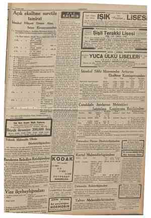 EyTuT 1935 CUMHURÎYET Açık eksiltme suretile tamirat îstanbul Vilâyeti Orman Alım, Satım Komisyonundan: 11 KALMİN H A S Leylî