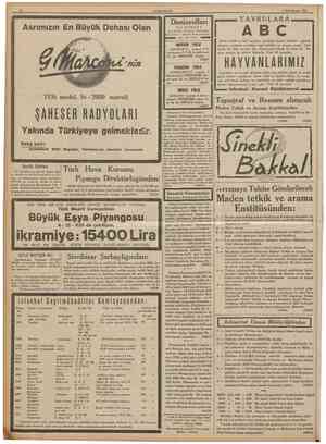  5 Birindteşrin 1935 CUMHURÎYET 11 5 Birinciteşrin Cumartesi akşamı, Taksim Abide karşısında Kışlık B E L V U salonu Sındırgı