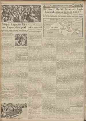  CUMHURÎYET İ 3 Birfneiteşrfn 1935 ASKERLIK BAHISLERI ltalyanın Oniki Adadaki harb hazırlıklarının sebebi nedir? Bir İngiliz
