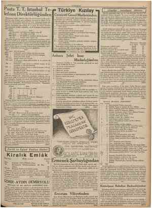  16 Birînciteşrin 1935 CUMHURİYET Posta T. T. Istanbul Telef onu Direktörlüğünden Muhatnmen bedeli 1300 lira olan 150 aded 6