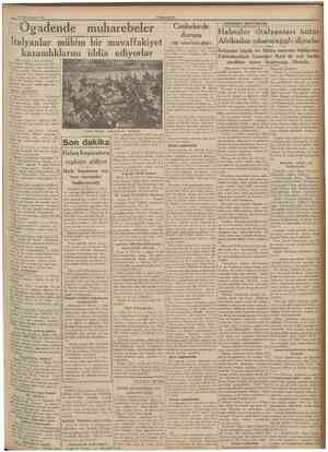  22 Birincireşrin 1935 CUMHURtYET Ogadende muharebeler Italyanlar mühim bir muvaffakiyet kazandıklarını icîdia ediyorlar...