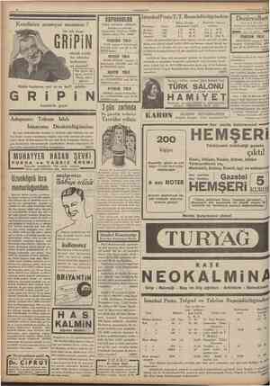  CUMHURİYET 2 tkincitesrin 1935 Kendinize acımıyor musunuz ? GRİPİN alacak yerde bu ıstıraba katlanmak ne demek? Baş ağrısı