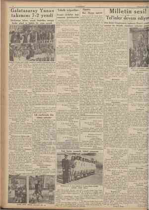  CUMHURİYET tkincifeşrîn 1935 Galatasaray Yunan takımını 72 yendi Sarıkırmızı takım, maçın başindan sonuna kadar güzel ve...