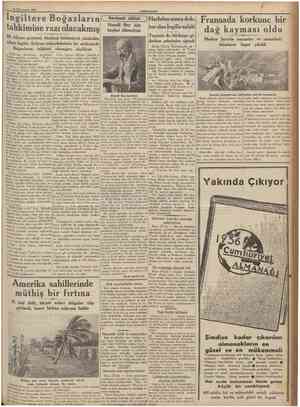  20 îkinciteşrin 1935 CÜMHUEÎYET Ingiltere Boğazların tahkimine razı olacakmış Bir Alman gazetesi, Akdeniz hakimiyeti yüzünden