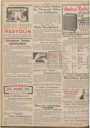  CUMHURÎYET 24 ftrinciteşrin 1935 Bakımsız dişleri Ankra Cumhur Başkanlığı Filarmonik Orkestrası Şefliğinden: Orkestramıza...