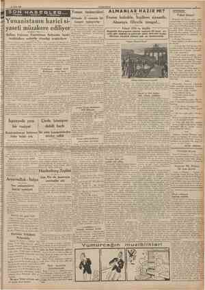  5 Nisan 1936 CUMHURÎYET SON HABERLER... Yunan üzümcüleri TCIEFON TELCRAF veTCLSiZLE ALMANLAR HAZIR Ml? Fransa hukukla,...