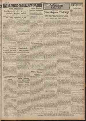  7 Nisan 1936 CÜMHURİYET S Ö N NABERLER TSLEFON TELGRAF vcTELSiZLE Avam Kamarasında İngilterenin dıs siyasetî Daimî Istanbul