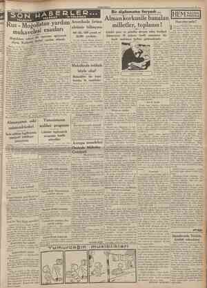  9 Nisan 1936 CUMHURÎYET SON talyanm Habeşlere karşı zehirli gaz kullandığı tahakkuk etmistir. Zehirli gaz, öyle bir silâhtır