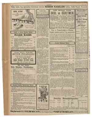  10 CUMHURİYET 18 Nisan 1936 Grip, nezle, baş ağrısmdan kurtulmak istersen KESKİN KAŞELERİ kullan, Salih Necati Eczanesi ADEMi