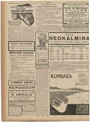  ITBTayjs 1938 CUMHURÎYET r Modada M O D A P A L A S Fenerbahçede B E L V Ü O T E L İ Ayni müdiriyet tarafından Idare olunan