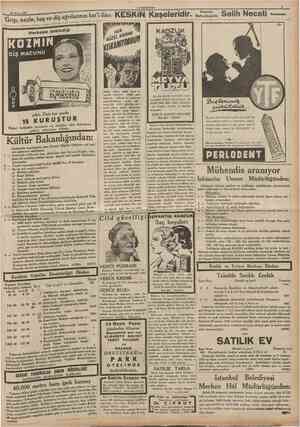  26 Mavıs 1938 CUMHURÎYET Grİp, nezle, baş ve diş ağrılarının kat'î ilâcı KESKİN KaŞ6İerİdİr. Herkesin beklediği Sdlîh Necatİ