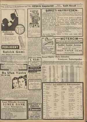 12 Harfran 1936 CUMHIJRÎYET Grip, nezle, baş ve diş ağrılarının kat'î ilâcı KESKİN KaŞelerİdİr. K a Sdlİh NeCâtİ ŞİRKETİ...