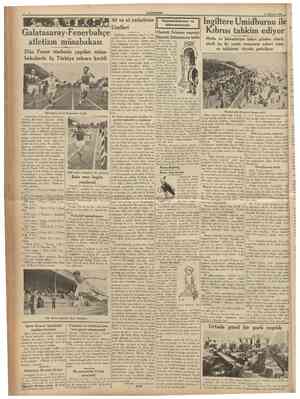  CT3MHURÎTET 14 Haziran 1936 Galatasaray• Fenerbahçe atletizm müsabakası Dün Fener stadında yapılan müsabakalarda üç Türkiye