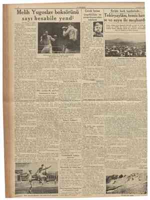  CtMHURİYET 15 Haziran 1936 Melih Yugoslav boksörünü sayı hesabile yendf [Baş taraft l inci sahtfede] desizliğinden düne...