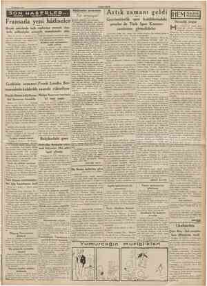  22 Haziran 1936 CUMHURtYET SON TCLEFON MAB TELCRAF E RLER ve TELSiZLC Hâdiseler arasında Fransada yeni hâdiseler Birçok...