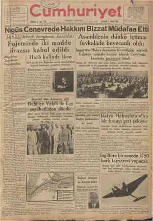  CÜMHURtYET 1 Temmuz 1936 Montröde teknik komitenin kararları Hariciye Vekilimiz Türk ga zetecilerine ziyafet verdi Cenevre 30
