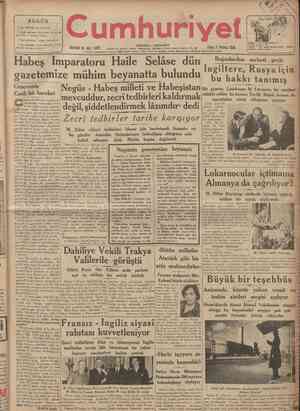  1 CUMHIJRİYET 3 Temmuz 1936 YIYANA DONUŞU Tarihî tefrika: 81 M. TURHAN TAN ( Şehlr ve Memleket Haberleri ] Siyasî icmal...