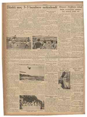  CUMHURİYET 12 Temmuz 1936 Dünkü maç 33 berabere neticelendi lBa$tarafı 1 Incı sahifede] bu şekildeki oyunları aleyhlerine...