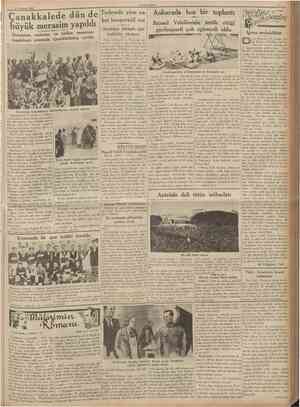  25 Temmuz 1936 CUMHURÎYET Çanakkalede dün de büyük merasim yapıldı Donanma, ordunun ve halkın muazzam tezahüratı arasında...