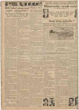  CUMHURİYET 30 Temmuz 1936 Inkılâb abidesi nereye dikilmeli ? Millî futbol takımı nasıl teşkil edilmelidir? Eski millî takım