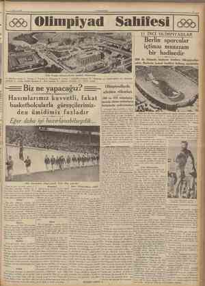  2 Ağustos 1936 CTTHHTJRfYET Ollmpiyad Sahifesi 11 İNCİ OLİMPÎYADLAR Berlin sporcular içtimaı muazzam bir hadisedir 1896 da