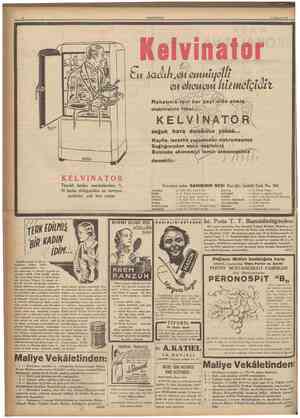  10 CUMHURİYET 10 Ağustos 1936 Ivinator l Rahatmı olabilirsıniz hiimetçidll şoğuk hava dolabınız yok$a... KBm \ >0 / / / t l t