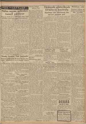  14 Açustos 1936 TEI.EFON HABERLEB.. TELCKAT vc TELSiZLE Hâdiseler arasında Bizim Plâj Nüfus sayımı neticeleri tasnif ediliyor