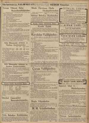  2 Eylul 1936 CUMHURİYET üâclarınızı KX S ALIH MEC 1 Eksiîtmiye konulan iş: Çorumun Park caddesi üzerinde yapılacak orta okul