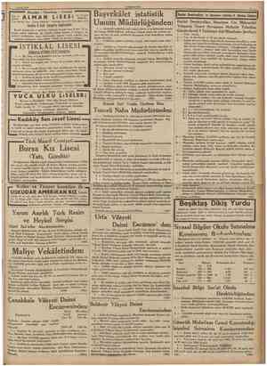  3 Eylul 1936 CUMHURİYET Beyoğlu Tünelbaşı Yeniyol Kız ve A I M A M Tam Erke Ticaret k devreli Lise Ticaret Mektebi A L M A N