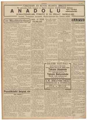  CUMHURtYET 5 Eylul 1936 l K A N A D O L U SFRMAYEDARLARI: TÜRKİYE İS VE ZİRAAT Dünya sulh kongresi ilk ictimaını yaptı...