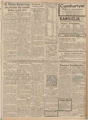  15 Eyluî 193b CUMHURİYET M. Hitler Bolşevizm aleyhinde bir nutuk daha irad etti Bratislavada yeni kararlar verildi Romanya ve