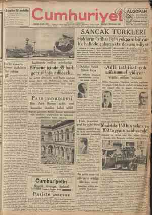  CUMHURIYET 3 Birinciteşrin 1936 Gümrük Müsteşarı Istanbulun kurtulus Berberjer cemiyet Tunc medeniyeti milâddan 3,500 sene