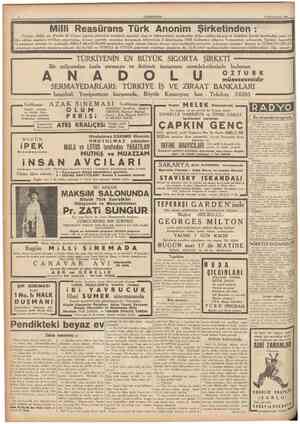  CUMHURİYET 24 Birinciteşrin 1936 | «Türkiye Millî» ve «Feniks dö Viyen» sigorta şirketleri nezdinde sigortalı olup ta...