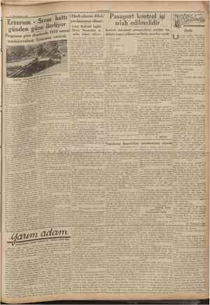  27 Birlncitcşrin 1936 CUMHURtYET Erzurum Sıvas hattı günden güne ilerliyor Programa göre demiryolu 1939 senesi...
