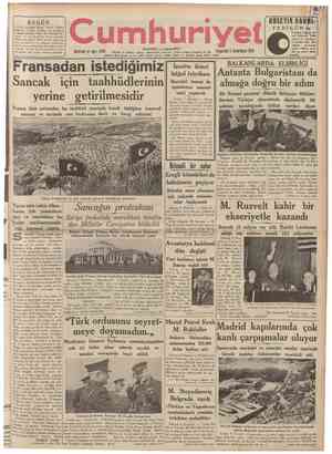  5 Ikinciteşrin 193t> CUMHUKIYET 3 SON Bir Sovyet gazetesi Almanlara çatıyor «Hitler ve Musolini fikirlerinin İspanyada...
