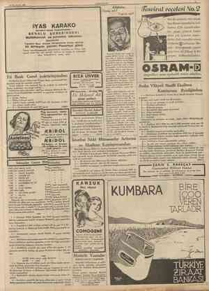  29 Ikinciteşrin 1936 CUMHURIYET 11 Cildiniz; Ölmüş mü? Yaşıyor mu? Jenvivat vaçoiasl No, 2 Bol bir aydınlık elde etmek için