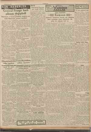  13 Birincikânun 1936 CUMHURÎYET SON HABERLER. General Frango harb plânını değiştirdi TELEFON TELGRAF ve TELSiZLE San'at Türk