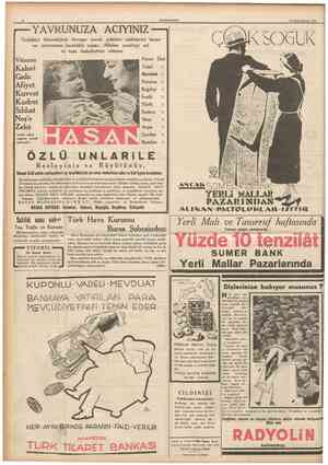  12 CUMHURİYET 18 Birincikânun 1936 YAVRUNUZA ACIYINIZ I Terkibim bilmediğiniz Avrupa çocuk gıdaları midelerini bozar ve...