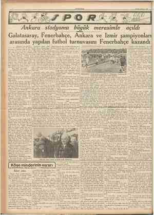  CUMHURTYET 18 Birincikânun 1936 Ankara stadyomu biiyiik merasimle açıldı Galatasaray, Fenerbahçe, Ankara ve Izmir...