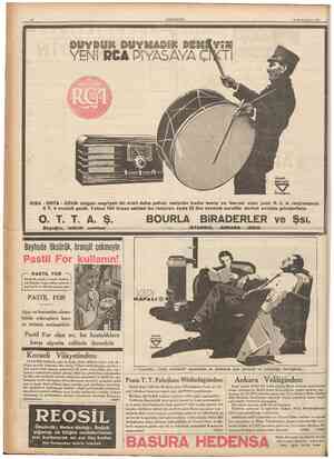  CUMHURİYET 19 Birincikânun 1936 RCA KISA ORTA UZUN dalgalı neşriyatı iki mîsli daha pahalı radyolar kadar temiz ve berrak...