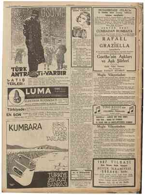  24 Birincikânun 1936 CUMHURIYE1 11 SIHHî KANZUK BALSAMİN KREMLERi MUSAHIBZADE CELÂL'in 18 kilabdan ibaret Temaşa külliyatı