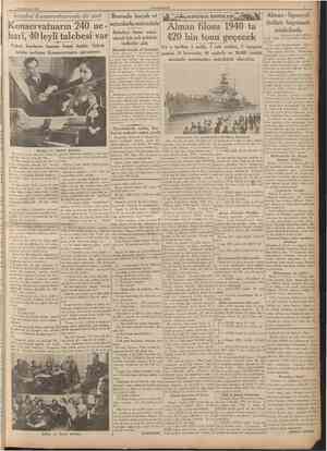  4 İkincikânun 1937 CUMHURİYET Istanbul Konservatuarında iki saat Konservatuann 240 ne~ harî, 40 leylî talebesi var Fakat...