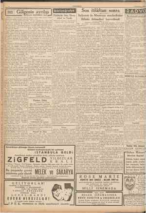  CUMHURİYET 5 tkincikâmın 1937 Küçük hikâye Gölgenin ayrılışı iuillauma Apollinaire den cuğuna, bilhassa sevimli olan bir...