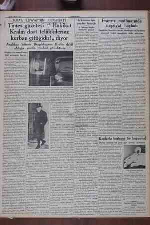  18 Birincikinen 1930 CUNMEURİYET * , KRAL EDWARDIN FERAGATİ İş kanunu icin | Fransız matbuatında | Times gazetesi “ Hakikat