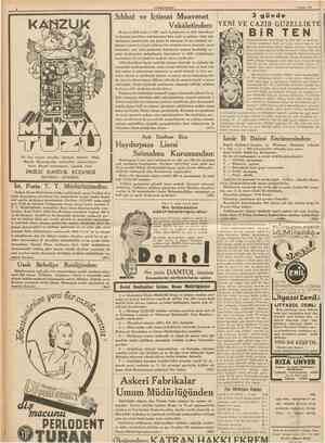  1 Şubat 1937 CUMHURİYET >1EYVA TUZO ve ondan mütevellid baş ağrılarını de feder. MİDE ve barsakları kolaylıkla boşaltır. Son
