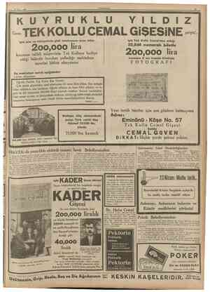  CTJMHTJRIYET 13 NîsaH 1937 Türk Hava Kurumunun Büyük Piyangosu 11 Nisan 1937 Altıncı Keşide K RA L i Ç ES E K OR BAYAN N İ M