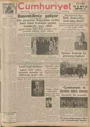  CUMHURİYET 20 Nisan 1937 ( Şehir ve Memleket Haberleri ) Siyasî icmal Tarihî tefrika : 94 Yazan : M. Turhan Tan (TercUme ve