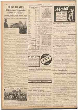  ıe CUMHURİYET 29 Nisan 1937 GİİLÜNC BİR VAK'A Müezzinin takkesini aşıran çaylaklar! Minaredeki yuvaları bozulan çaylaklar...