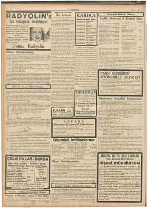  CUMHURİYET 13 Mayıs 1937 RADYOLiN'in Göz kamaştıran muvaffakiyeti yüksek fennî kıymetine rağmen, rekabet kabul etmez derecede
